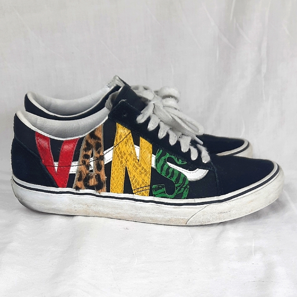 Vans Unisex Multicolor Graphic Sneakers Mens Size 6.5 Womens 8 Animal Print